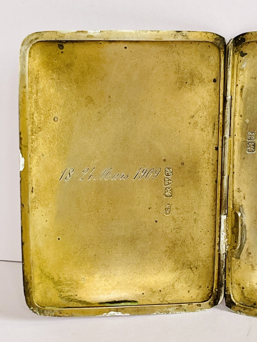 Cigarette Case And Matchbox Holder - Solid Silver -photo-3